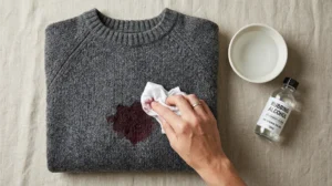 how to remove red wine from clothes wool fabric treatment with damp cloth