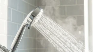 shower head with restored water flow after vinegar cleaning